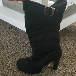 Black mid calf boots